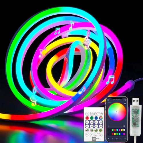 Image of 16.4FT Smart IC LED Strip Lights 5V USB Silicone LED Rope Lights