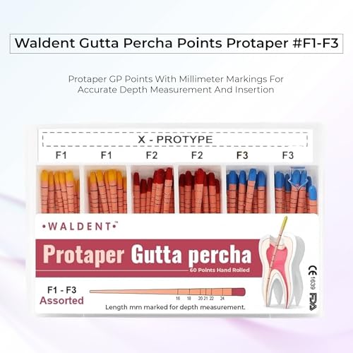 Image of Waldent Gutta Percha Points Protaper #F1-F3 | Length Marked | Rotary File Compatible | Root Canal Filling Material | Sterile & Radiopaque | Endodontic Dental Supplies