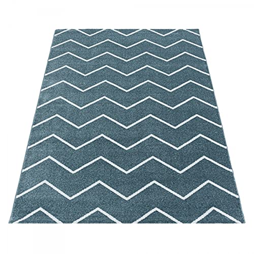 Tapis enfant vagues bleu petit format 80x150 antidérapant
