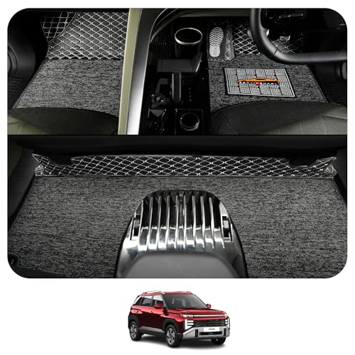 Image of CONTINENTAL [Butterfly 7D Venue Car Mats] Luxury 7D Car Floor Mats for Hyundai Venue (2026) || Scratchproof & Waterproof Venue 7D Car Mats || Color - Black & Silver