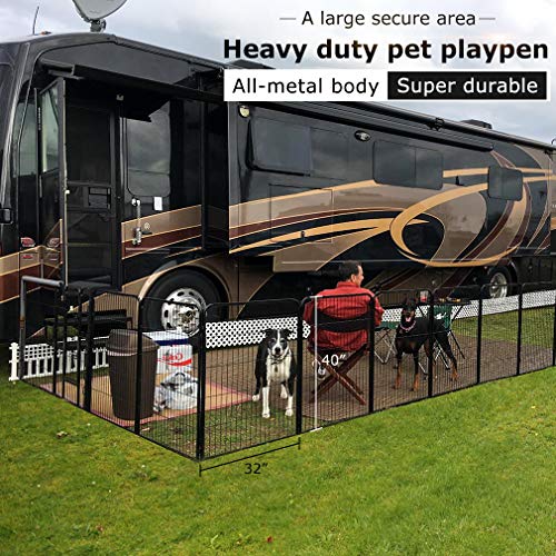 Bestpet Dog Playpen Pet Dog Fence 8 /16 Panels 24”/ 32” /40” Height Metal Dog Pen Outdoor Exercise Pen With Doors For Large/Medium /Small Dogs,Pet Puppy Playpen For Rv,Camping,Yard #TOP2