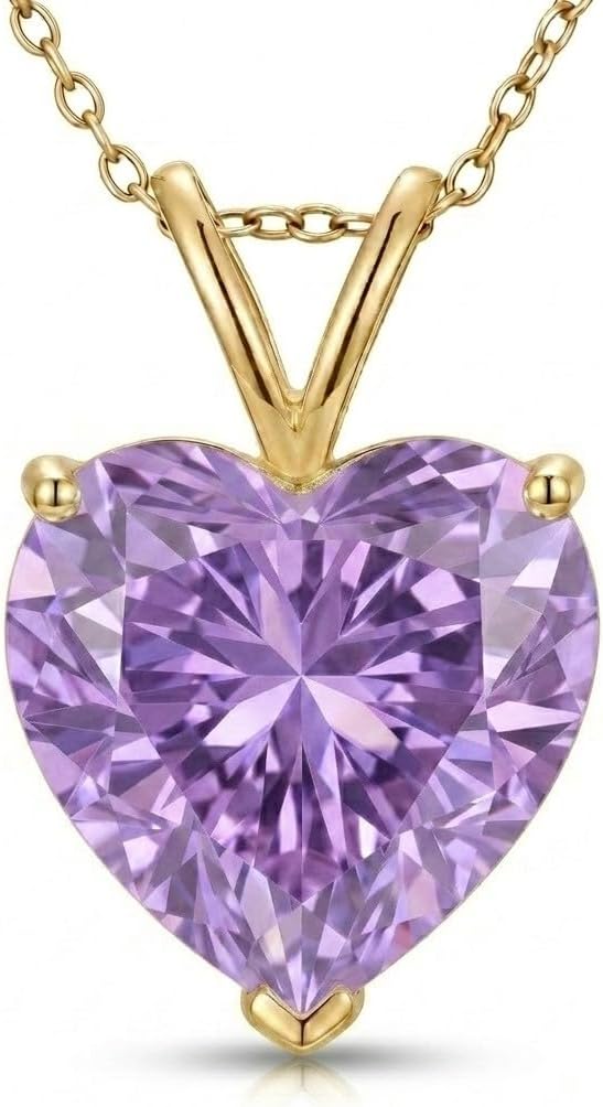 10K 14K 18K Gold Natural Amethyst Solitaire Necklace, Customizable 1-10 Carat, Purple Gemstone Solitaire Pendant Necklace Jewelry Gifts for Women Wife Mother