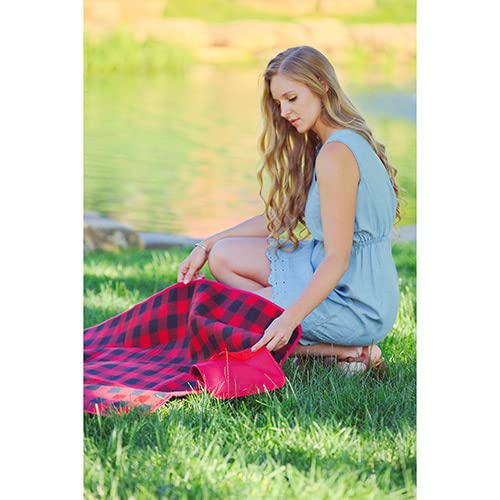 Large Waterproof Outdoor Picnic Blanket, Sandproof and Waterproof Picnic Blanket Tote for Camping Hiking Grass Travelling-6 Colors Plaid Available (Black/Gray, 1)…