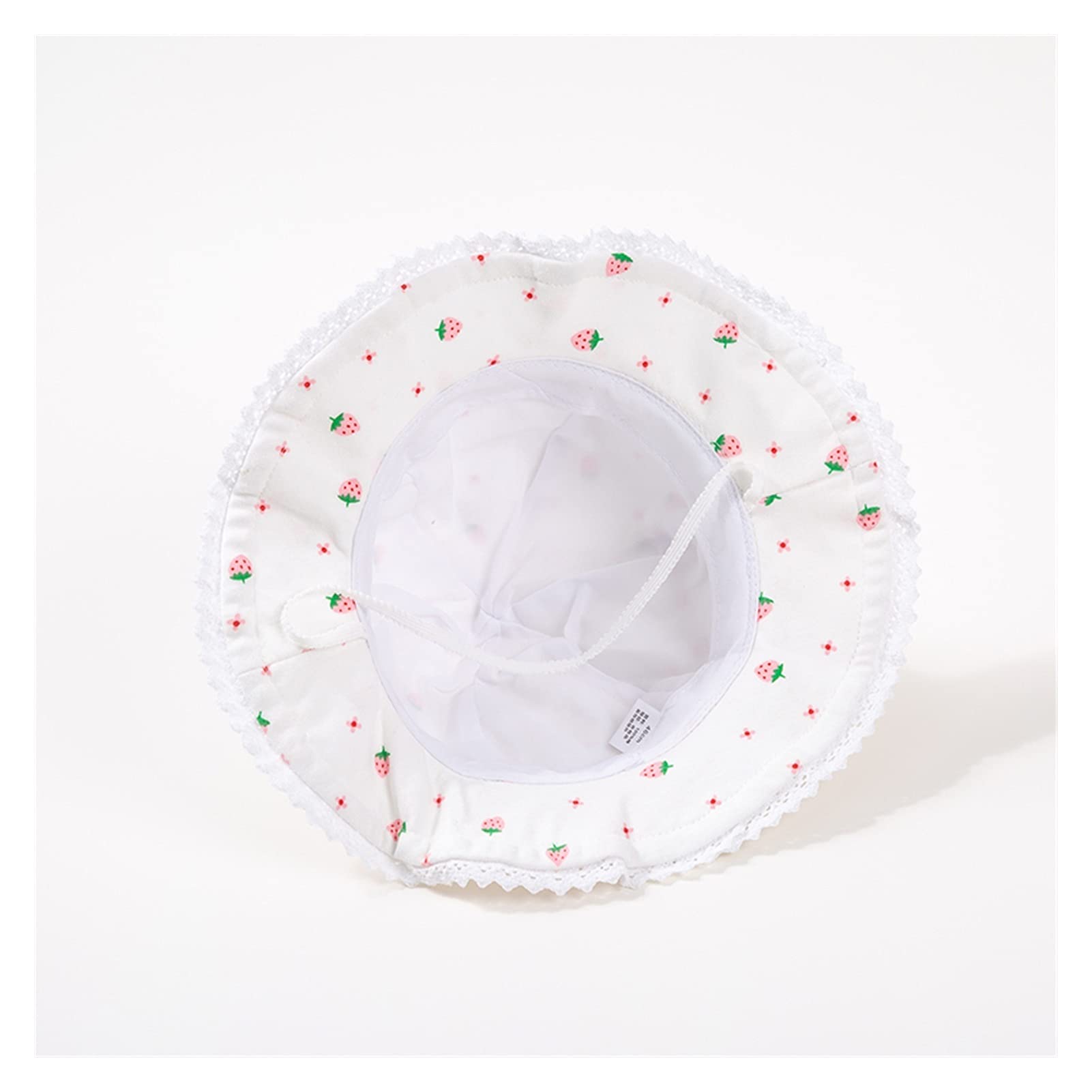 Kinder-Sommermütze, Babymütze, Frühling und Sommer, dünne Baby-Sonnenschutz-Fischermütze, Erdbeer-Mädchen-Baby-Sonnenhut, Baumwolle, Mädchen-Sonnenschutz-Mütze (weiß, XS 0 3 m)