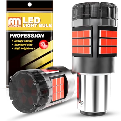 ANTEMOON P21/5W 1157 BAY15D Bombillas LED Canbus Sin Errores Super Brillante 5000LM 12V 24V Rojo 1016 2057 2357 para Luz de Marcha Atrás Luz de Freno Luces Traseras, 2 Piezas
