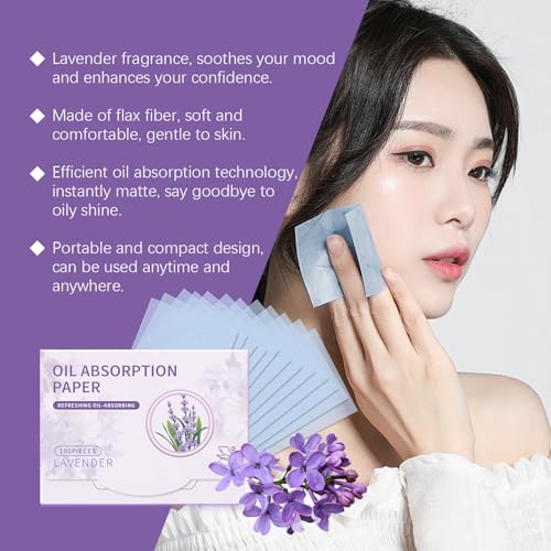 Gesichtsöl Blotting Paper, 100 Stück Ölabsorbierende Blätter Frau Oil Control Paper Ölabsorbierendes Papier Blotting Paper Gesicht Ölabsorbierende Blätter Papiere Für Make-Up Fettige Hautpflege