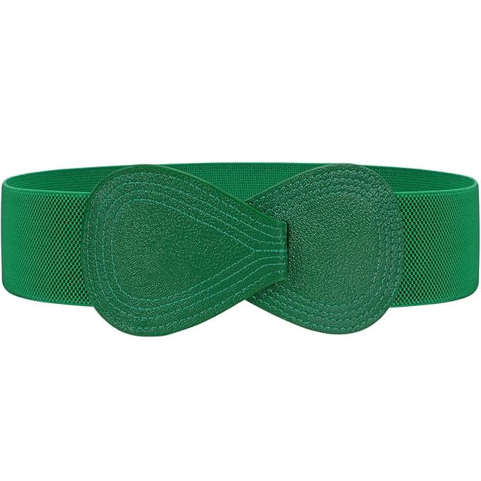 Women Stretchy Belts for Dress Vintage Wide Elastic Waist Belts Fashion Cinch Waistband with 8-Shaped Buckle for Ladies2