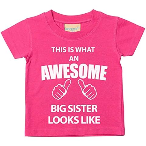 This is What an Awesome Big Sister Looks Like Pink Tshirt Baby Toddler Kids Available in Sizes 0-6 Months to 14-15 Years Cover