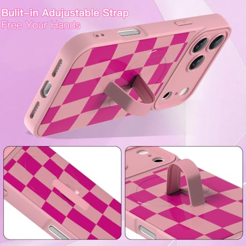 Image of ZIYE for iPhone 17 Pro Max Case Checkered Compatible with Magsafe Hot Pink