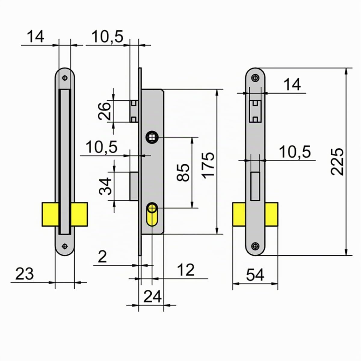 Lince 3017001 Cerradura 5550 Aluminio 14 mm, Niquelado