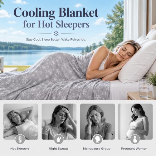 50"x70" OIGAE Cooling Throw Blanket (Grey Snowflake) - image 4