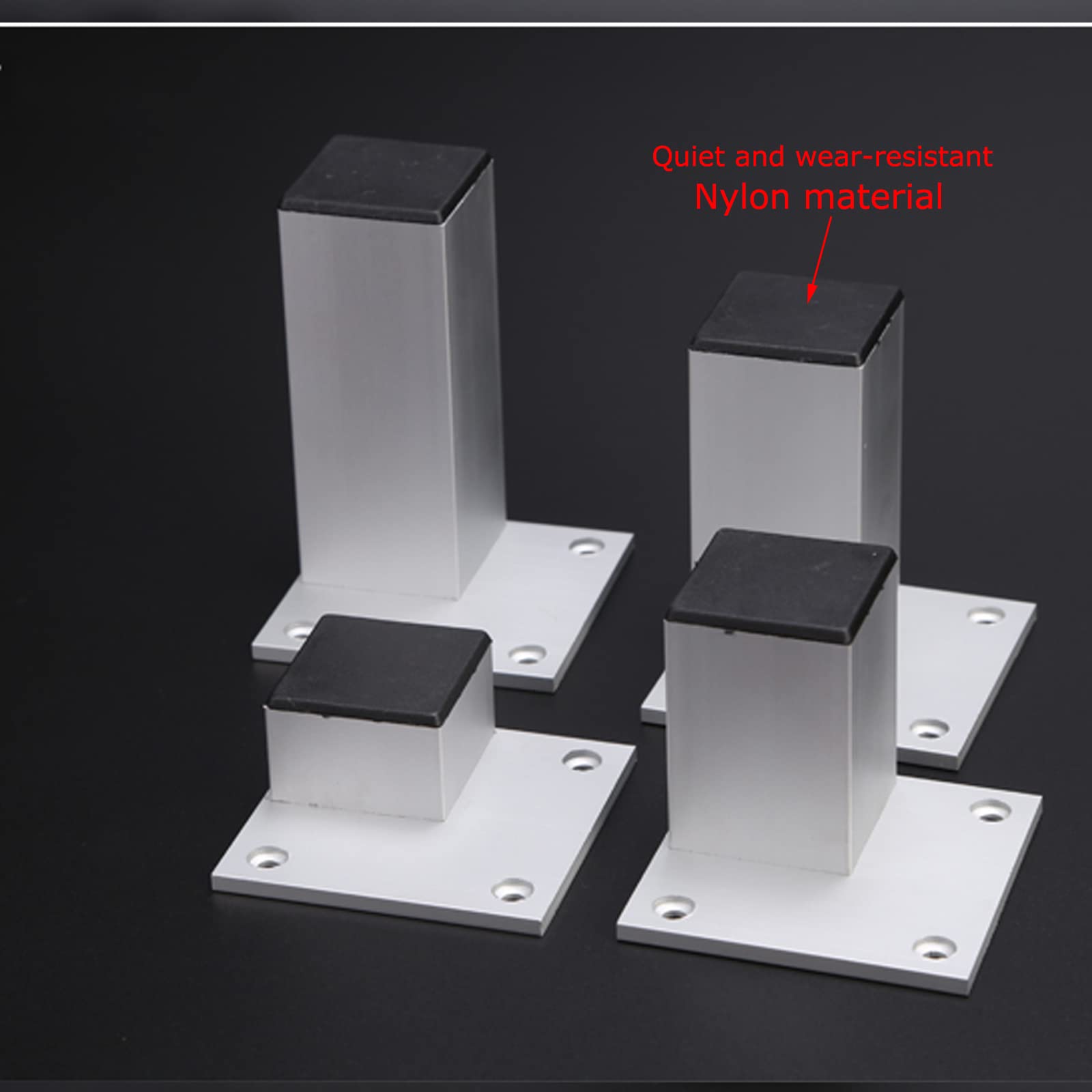Confezione da 4 gambe quadrate in alluminio da 17,8 cm, piedini per divano in metallo resistente, per comodini fai da te, decorazione moderna per la casa, gambe di ricambio per mobili