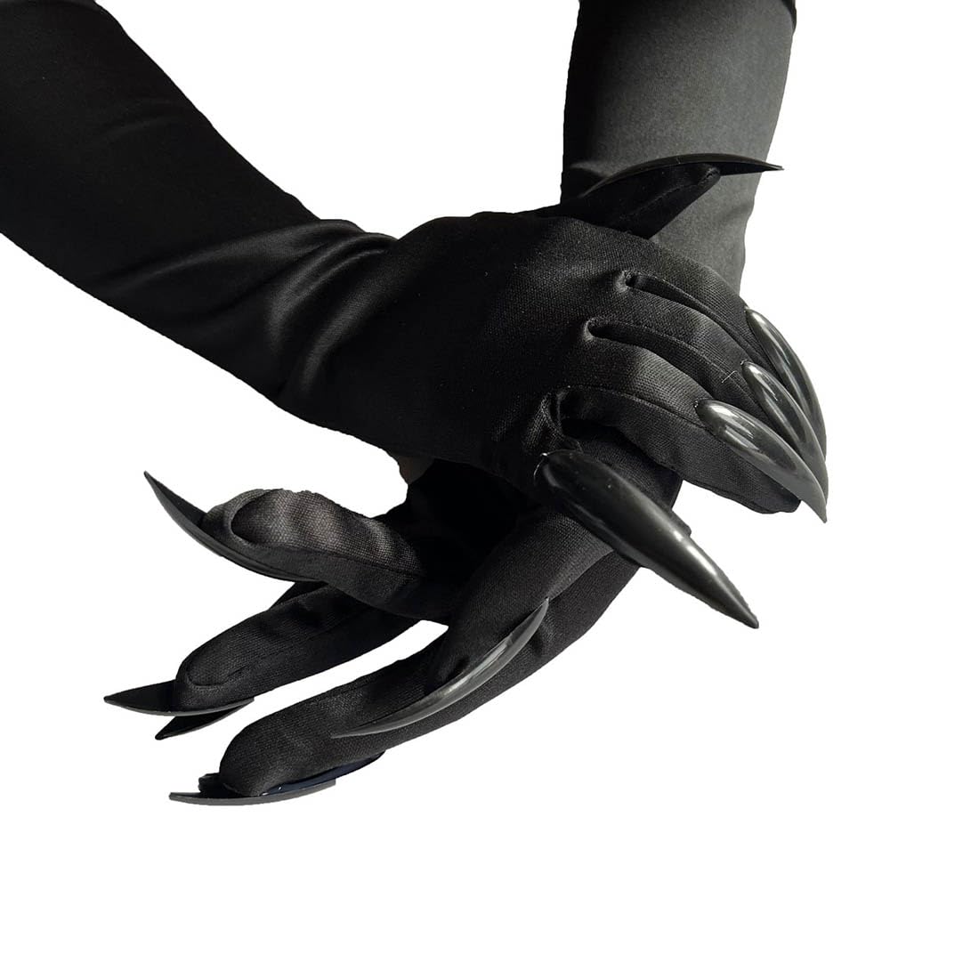 Cubahop Halloween Black Gloves with Long Nails Cosplay Costume Claw Paw Gloves Mitts Pointed Fingernails Ghost Bizarre Gloves Hand Mittens for Halloween Cosplay - Image 2