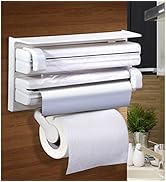 GLIVE (LABEL) Triple Paper Roll Dispenser Hanger Stand & Holder for Cling Film Wrap Aluminium Foil