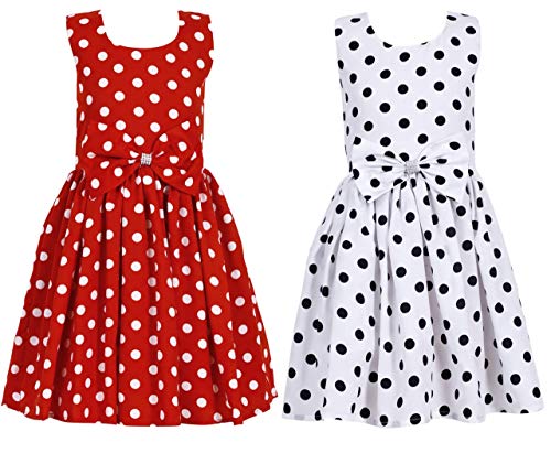Image of Red-White 9-10 Years Combo Pack of Casual Frock