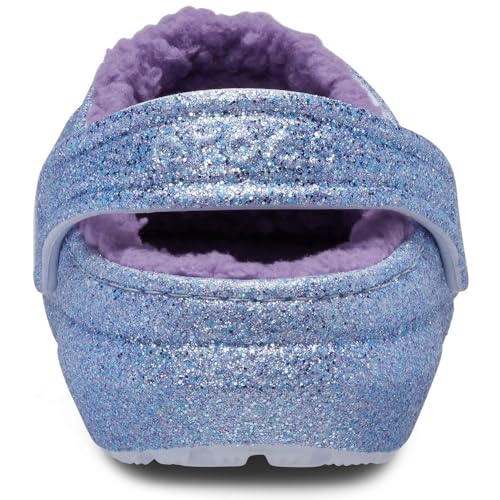 Image of Crocs Unisex-Child Classic Lined Glitter Clog K Shoes, Frosted Glitter, 29 /30 EU, 11 /11.5 US