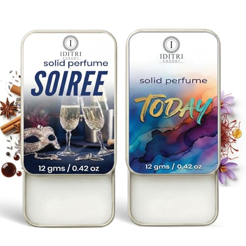 Image of Solid Perfume |Soiree&Today Alcohol Free Wax Perfume Balm, Long Lasting | Pocket Tin 12g, Pack Of 2| Non Greasy Smooth Glide, Travel Friendly Men And Women