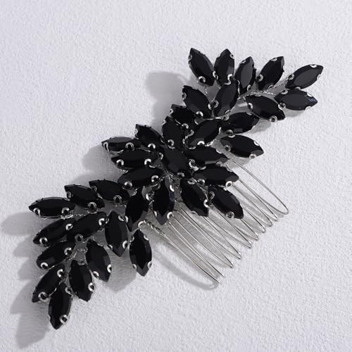 Peine para cabello con pedrería en forma de gota color negro miniatura 2