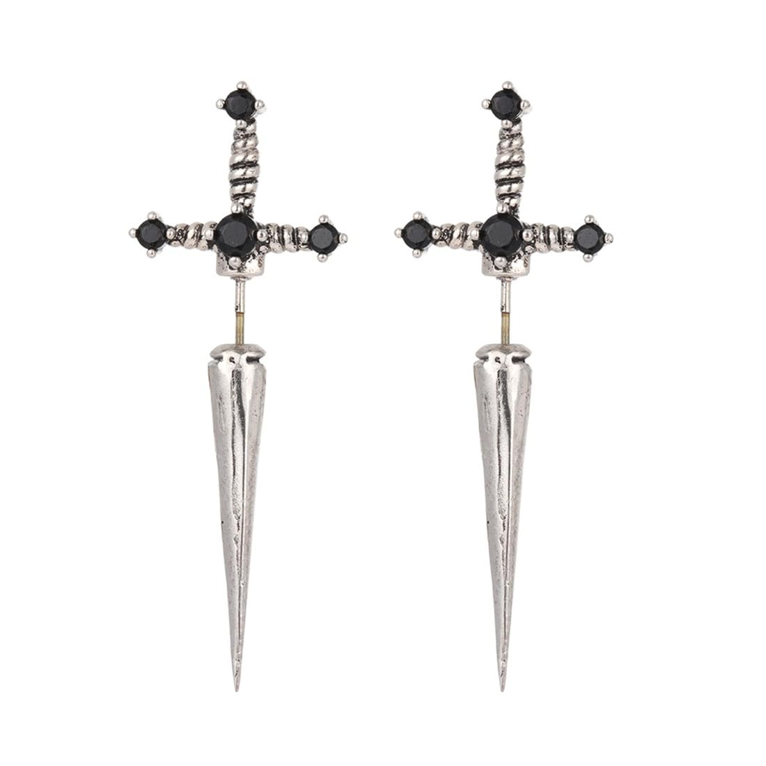 Orecchini Gotici Teschio E Farfalla – Vintage Punk Rock – 2 Paia In Argento E Nero – Lega Di Acciaio