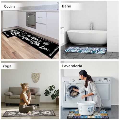 Miniatura 5 de Shuaig Alfombra De Cocina, Juego De Alfombras De Cocina,Antideslizantes, Lavables, Adecuadas Para Habitación De Los Niños, Puerta, Exterior, Cocina, Vestíbulo. 40 120 40 60cm, Style B