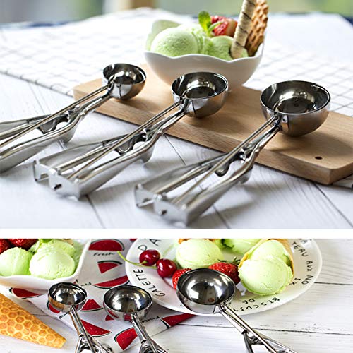 5 Pcs Stainless Steel Ice Cream Cookie Scoop Set & Melon Baller Scoop Set with Trigger for DIY Baking Cutting and Scooping Ice Cream Cookies Fruits Melons Meatballs Muffins Cupcakes Cheese Vegetable - Thumbnail 7