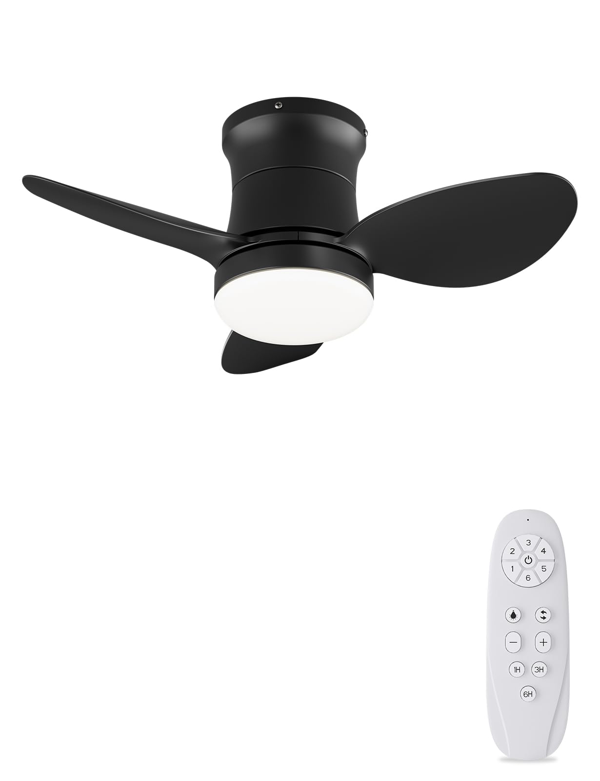 Deckenventilator mit Beleuchtung und Fernbedienung, 62CM,Schwarz | Für Outdoor Indoor,Leise,18W Licht,15W DC Motor,6 Luftgeschwindigkeit,Dimmbar,Timer,Speicherfunktion