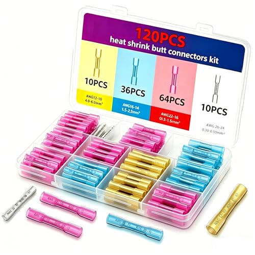 120PCS Waterproof Heat Shrink Butt Connectors Kit