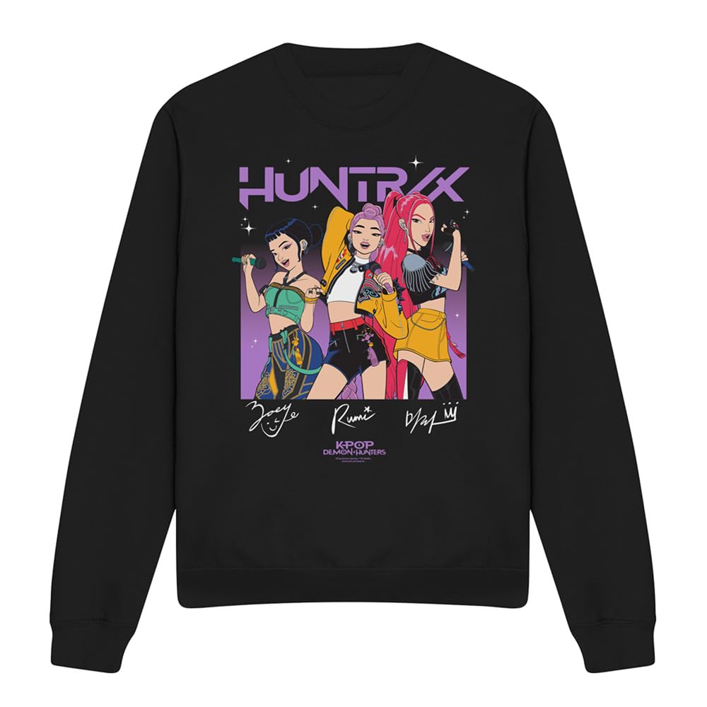 Kpop Demon Hunters Singing Signatures Unisex Sweatshirt, Black, Large