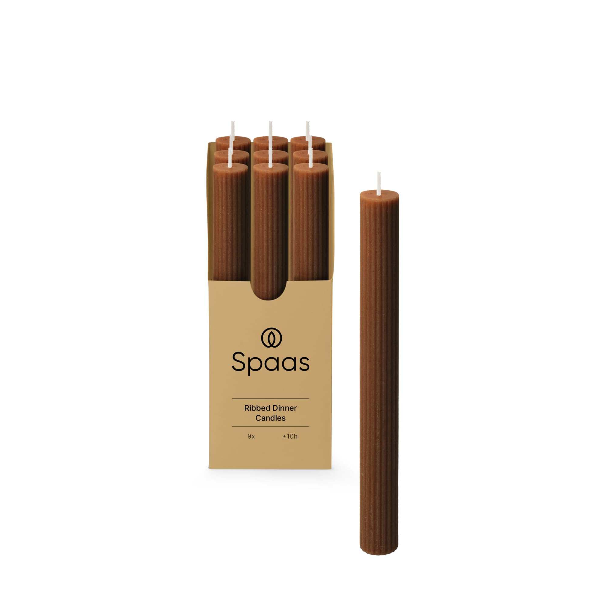 Spaas 9X Ribbed Dinner Candle 10h, Brown