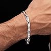 Treasure Bay Mens 8mm Solid 925 Sterling Silver Figaro Chain Bracelet Made in Italy (19.5) #4