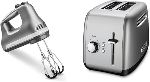 KitchenAid KHM6118 - Batidora de mano de 6 velocidades con batidores de borde flexible y KMT2115 tostadora para 2 rebanadas