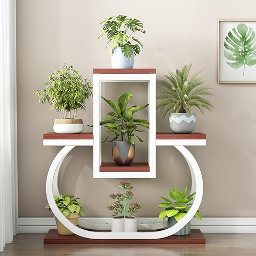 JSLXNDM 4 Tier Iron Flower Stand, Flower Stand Flower Stand Indoor Heart-shaped Flower Pot Stand, Corner Plant Display Storage Rack, Suitable for Courtyard, Garden, Balcony. 8