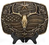 Superkred Western Belt Buckle for Men - Deer Belt Buckle Cowboy Belt Buckles Western BeltsBuckles for Men & Women Boys Cowboy Cowgirl (Gold)