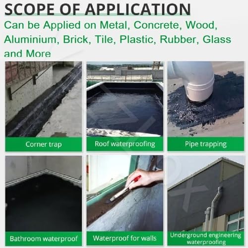 Image of VazzLox Crack Seal Glue 300g with Brush Black Rubber for Waterproofing Glue for Waterproof Roof Leakage Crack Seal Glue Roof Water Leakage Solution Water Proof Glue for Tile Wall