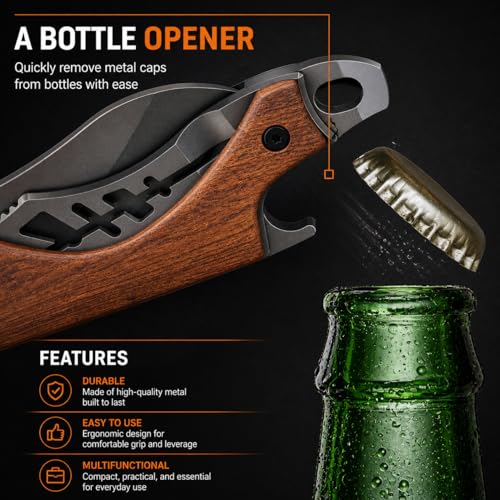 Image of Machado Compact Folding Utility Cutter with Wooden Handle | Portable Mini Box Opener for Daily Household & Office Use, Manual Open Design