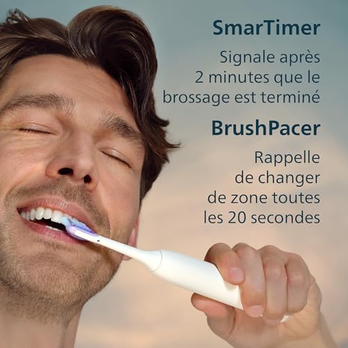 Philips Sonicare 7100 - Brosse à dents électrique avec 4 modes de brossage et 3 niveaux d'intensité, Alerte de pression, EasyStart, SmarTimer et BrushPacer, Blanc, modèle HX7420/02