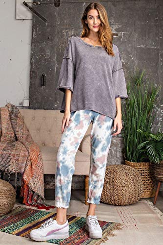 3/4 SLVS Mineral Washed Terry Knit Boxy Top - Ash - M miniatura 6