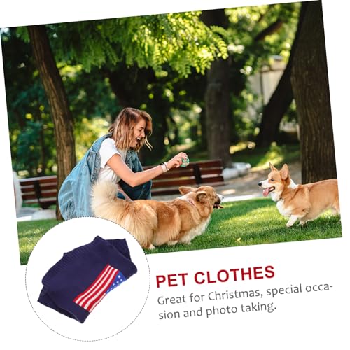 Suéter para perro Toyvian bandera estadounidense invierno miniatura 4