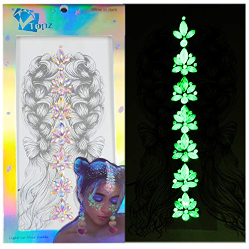 TopzHair Gems for girls women Mermaid Rhinestone Glitter Tattoos Eyes Forehead Body gems Self Adhesive sticker face jewels primark for hair accessories (navette)