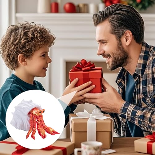Mrltau Mini 3D Gedruckte Tierfiguren Einsiedlerkrebs, Voll Artikulierter Flexibler Kristall, 3D-Gedruckte Dekoration Geschenk Für Junge Erwachsene(rot)