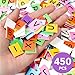450pcs Colorful A-Z Capital Letter Tiles Cardstock Scrabble Tiles for Craft Projects Shadow Box Scrabble Game Making Alphabet Coasters and Scrabble Crossword Game