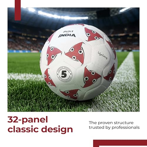Image of Lifelong Rubber Professional Football | Durable Rubberised Molded Soccer Ball for Hard Ground, Grass & Turf | 32 Panel for Training | for Men & Women (Size-5, White)