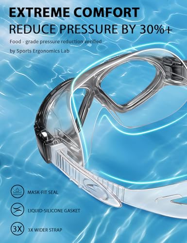 Image of Adult Swim Goggles, Liquid Silicone Anti Fog Swimming Goggles for Men and Women with Anti-Fog /UV & 180 Clear View