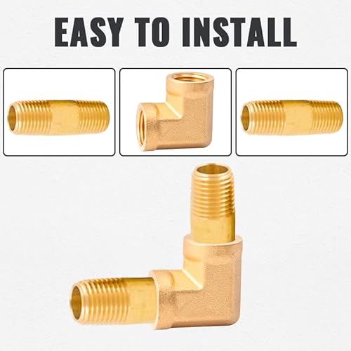 Sungator 90 Degree Brass Female Elbow Fitting, 1/4 Inch Npt Female To 1/4 Inch Npt Barstock Street Female Elbow Fittings, Forged Brass 90 Degree Fitting (2Pcs) #TOP3