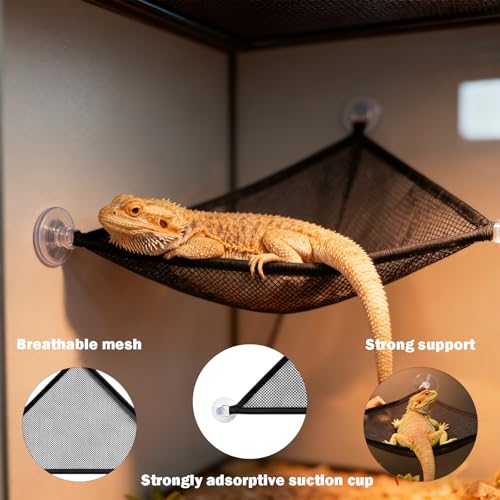 Wnzdp Axolotl Tank Accessories, 2 Pack Black Reptile Hammocks for Bearded Dragons, Geckos and Lizards, Small Size Climbing Structures for Terrariums - Image 2