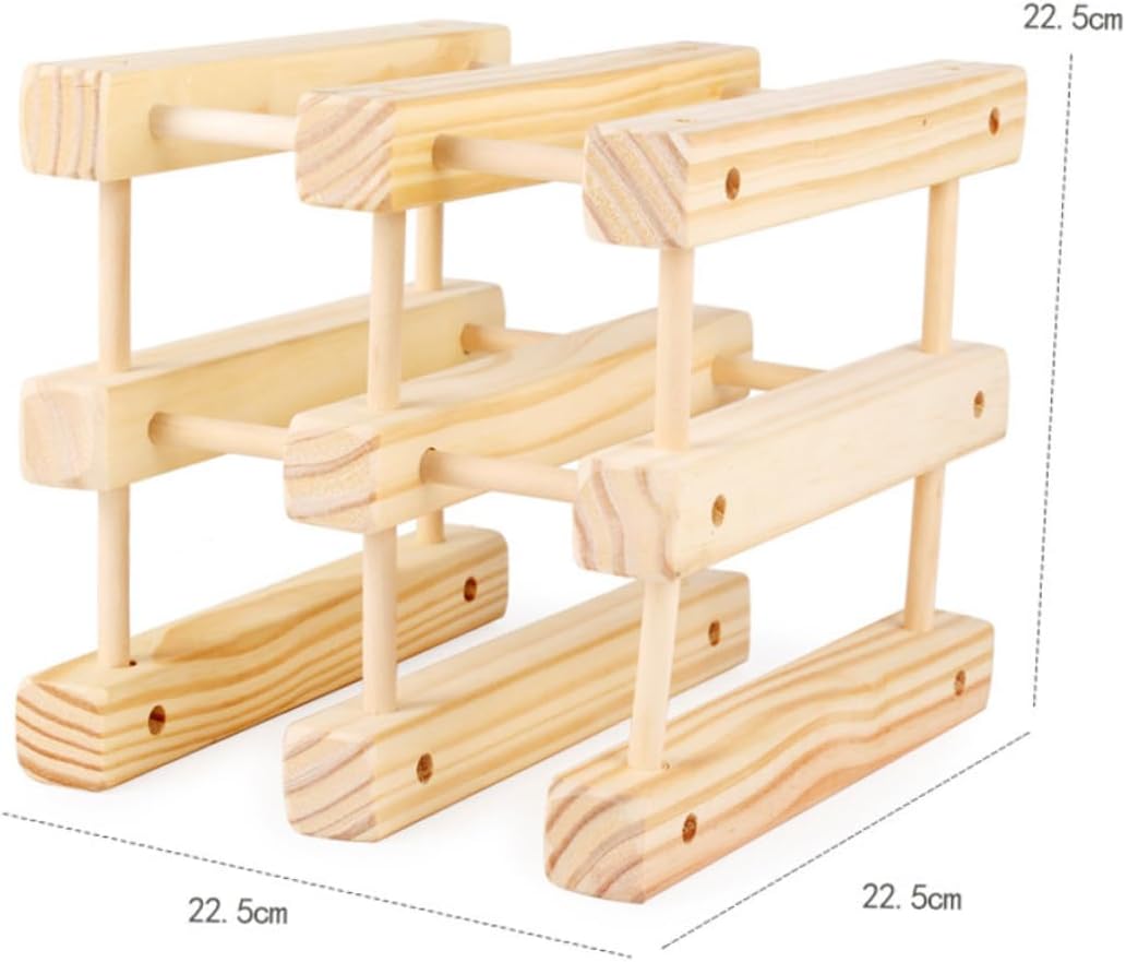 Cabilock Solid Wood Wine Rack for 6 Bottles European Style Display Stand Sturdy Wine Holder Organizer for Home Bar and Kitchen Decor