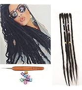 Dsoar 100% Human Hair Dreadlock Extensions 20 Inch 5 Strands/Pack Handmade Crochet Dreadlocks Ext...