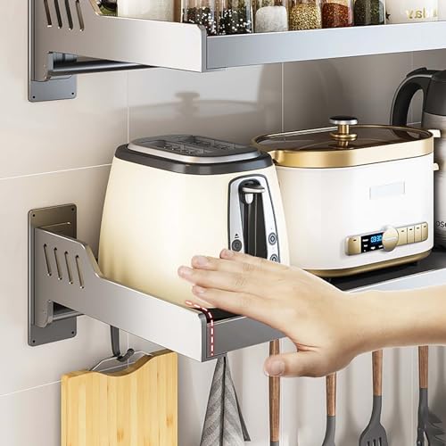 Metalfor Kitchen - Especiero montado en la pared de 35 cm y 60 cm, incluye ganchos para colgar condimentos, almacenamiento eficiente para especias para un fácil acceso