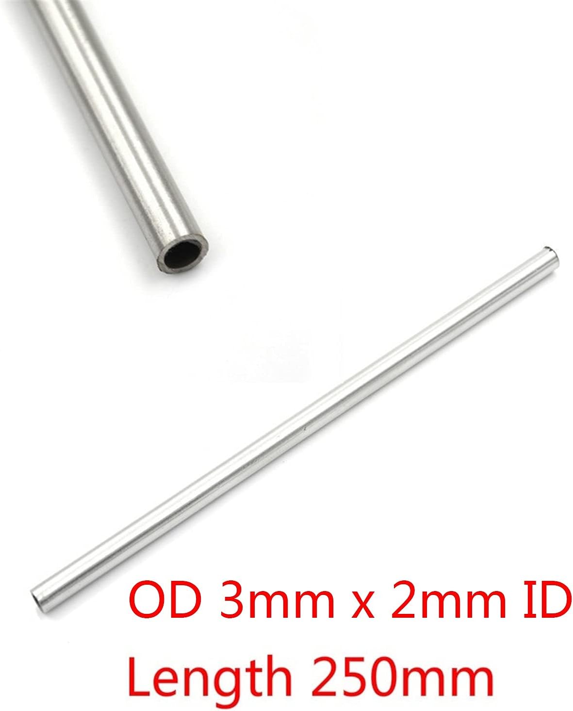 Round Tube,304 Seamless Stainless Steel Capillary Tube 10x8mm / 8x6mm / 4x3mm / 6x4mm / 3x2mm/12x10mm, 250mm Length Straight Pipe Tube 1 Piece(OD 3mm*2mm ID)