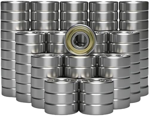 100 PCS 608-ZZ Ball Bearing - Double Metal Sealed Shielded Miniature Deep Groove Bearings for Furniture Wheel, Skateboards, Inline Skates, Scooters, Roller Blade Skates (8mm x 22mm x 7mm)